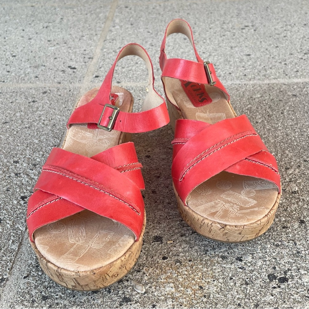 KORK-EASE Brenda Rose Open-Toe Kirk Wedged Sandals Open Toe Sz 8 READ - Picture 3 of 15